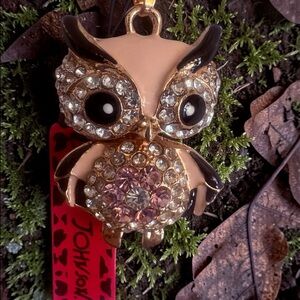 Betsey Johnson Enamel Owl Necklace